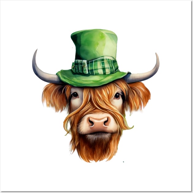 St Patricks Highland Cow Wall Art by Chromatic Fusion Studio